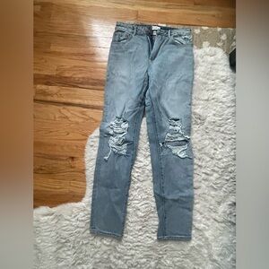 Neuw Light Blue Distressed Straight Leg Jeans